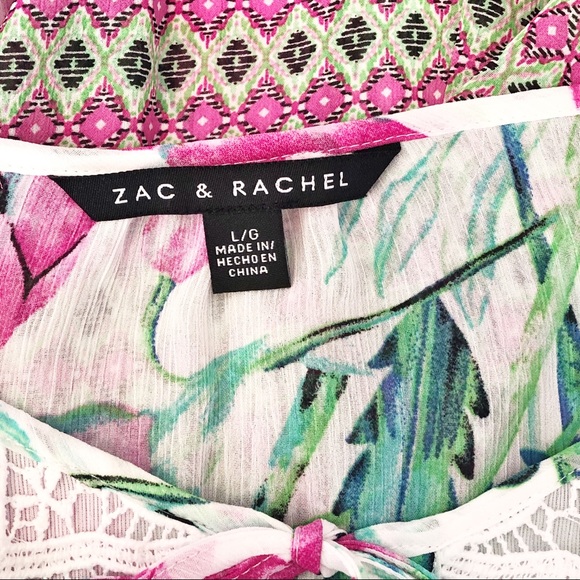 Zac & Rachel Boho Floral Crochet Lace Peasant Blouse Large - Picture 4 of 14